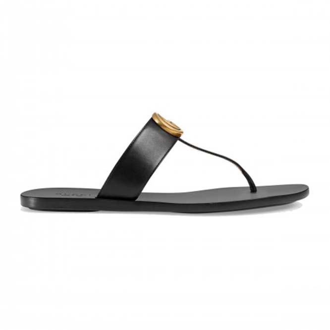 G*u*i leather thong sandal with double g 497444